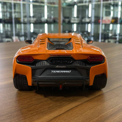 Bburago Lamborghini Temerario 1/18 Orange Diecast Model Car - Full Opening - premium collector scale model
