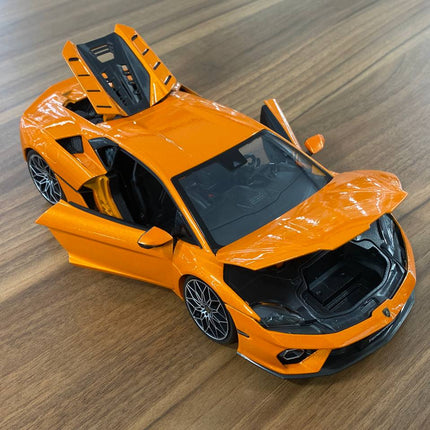 Bburago Lamborghini Temerario 1/18 Orange Diecast Model Car - Full Opening - detailed die-cast style model