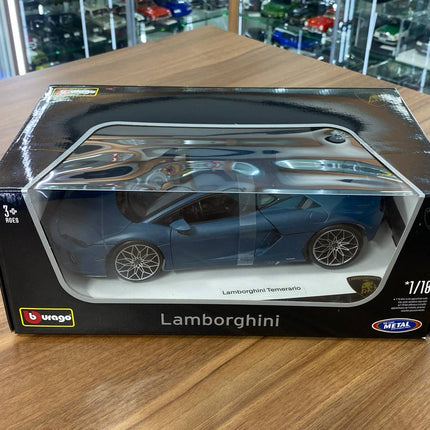 Bburago Lamborghini Temerario 2011 1/18 Matt Blue Diecast Model Car - detailed die-cast style model