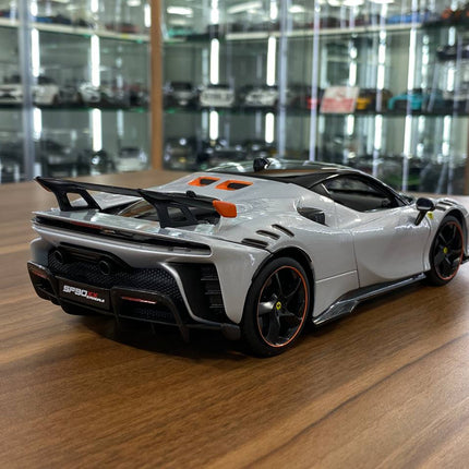 1/18 Metal Diecast Bburago Ferrari SF90 XX Stradale in Silver- Full Opening - fine detailed model replica
