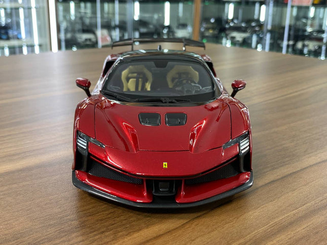 Bburago Ferrari SF90 XX Stradale 1/18 Dark Red Diecast Model Car - studio product photo of the scale model