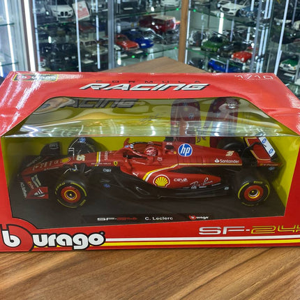 Bburago 1/18 Ferrari SF 24 C. Leclerc #16 Matt Red Diecast Model - showroom-quality model replica