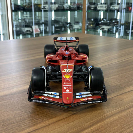 Bburago 1/18 Ferrari SF 24 C. Leclerc #16 Matt Red Diecast Model - studio product photo of the scale model