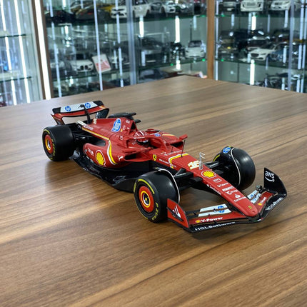 Bburago 1/18 Ferrari SF 24 C. Leclerc #16 Matt Red Diecast Model - detailed collector display model