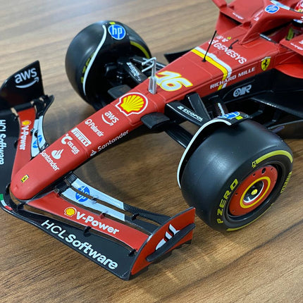 Bburago 1/18 Ferrari SF 24 C. Leclerc #16 Matt Red Diecast Model - scale model for display