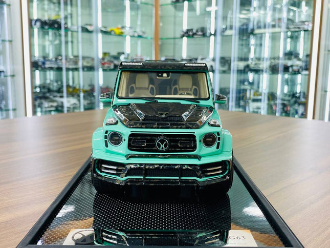 Timothy & Pierre 1/18 Mercedes-Benz G63 MANSORY Tiffany Blue Model Car - studio product photo of the scale model