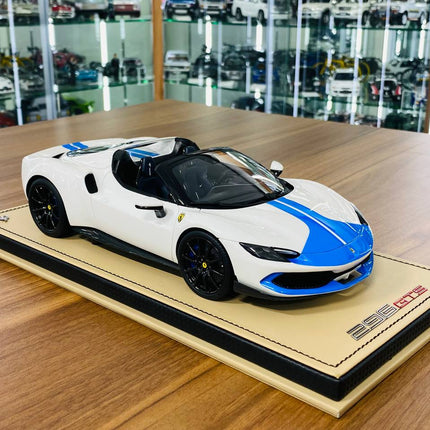MR Collection Models Ferrari 296 GTS 1/18 Resin Model White/Blue - detailed collector display model