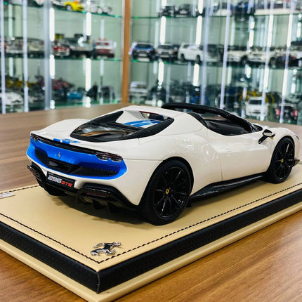 MR Collection Models Ferrari 296 GTS 1/18 Resin Model White/Blue - fine detailed model replica