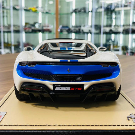 MR Collection Models Ferrari 296 GTS 1/18 Resin Model White/Blue - premium collector scale model