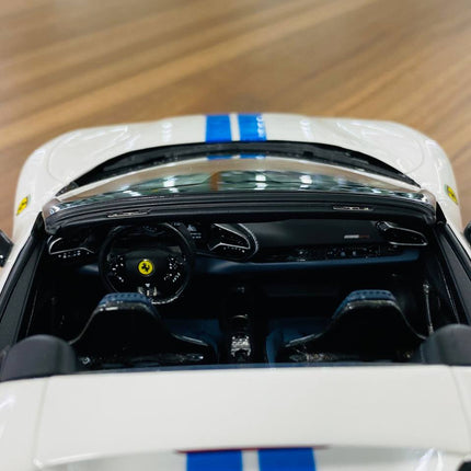 MR Collection Models Ferrari 296 GTS 1/18 Resin Model White/Blue - scale model for display