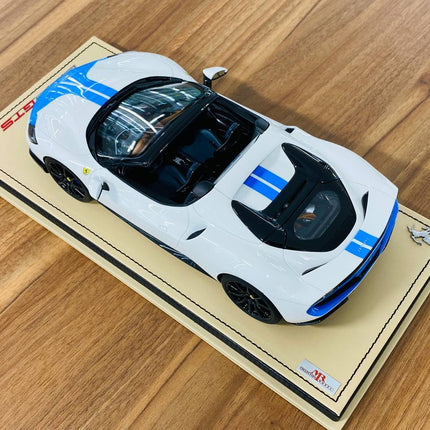 MR Collection Models Ferrari 296 GTS 1/18 Resin Model White/Blue - detailed die-cast style model