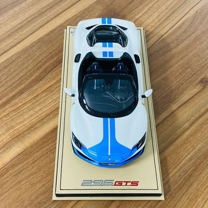 MR Collection Models Ferrari 296 GTS 1/18 Resin Model White/Blue - collector edition scale model