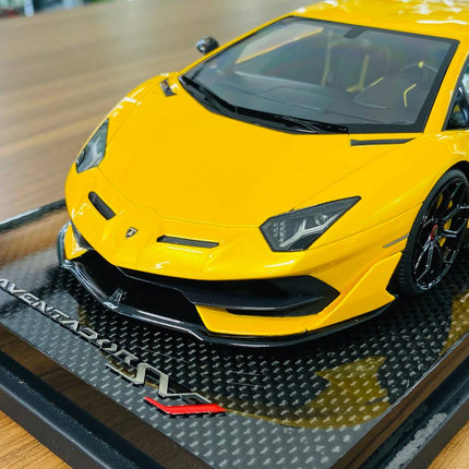 MR Collection Lamborghini Aventador SVJ 1/18 Resin Model Yellow Limited 01/01 - detailed die-cast style model