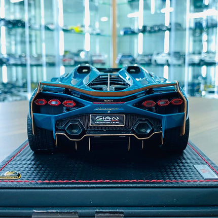 Lamborghini SIAN Roadster 1/18 Resin Model Blu Uranus 399 Pcs | MR Collection - detailed die-cast style model