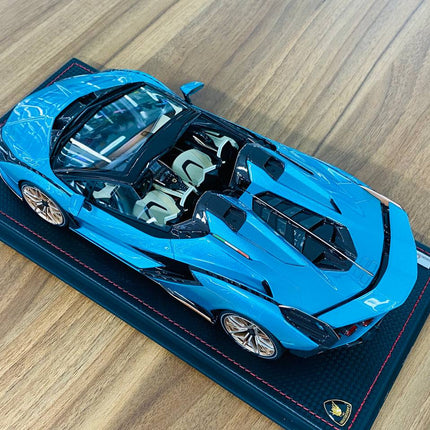 Lamborghini SIAN Roadster 1/18 Resin Model Blu Uranus 399 Pcs | MR Collection - premium collector scale model