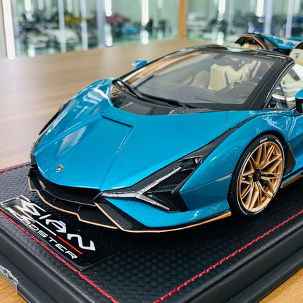 Lamborghini SIAN Roadster 1/18 Resin Model Blu Uranus 399 Pcs | MR Collection - collectible scale model car