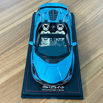 Lamborghini SIAN Roadster 1/18 Resin Model Blu Uranus 399 Pcs | MR Collection - fine detailed model replica
