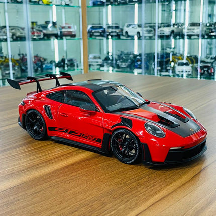 Minichamps Porsche 911 (992) GT3 RS Weissach Package 2022 1/18 Diecast Model Red - detailed collector display model
