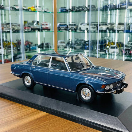 Minichamps BMW 2500 (1968) 1/18 Blue Metallic Diecast Model - detailed collector display model