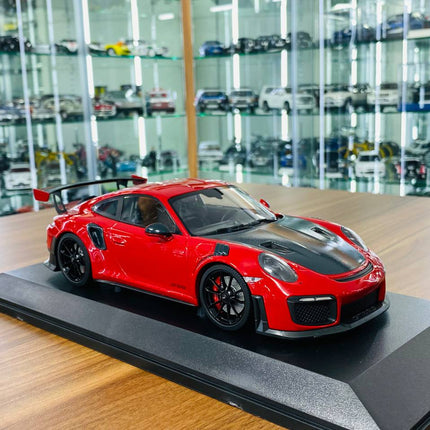 Minichamps 1/18 Porsche 911 (991.2) GT2 RS 2018 Red Diecast Model - detailed collector display model