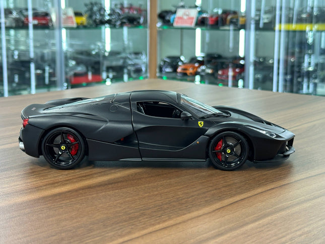 Bburago Signature 1/18 Ferrari LaFerrari Matt Black Diecast Model Car - studio product photo of the scale model