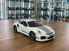 GT Spirit Porsche 911 Turbo S Modified by TechArt 1:18 Resin Model White Blue Limited 1250 - detailed collector display model