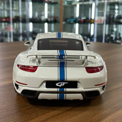 GT Spirit Porsche 911 Turbo S Modified by TechArt 1:18 Resin Model White Blue Limited 1250 - premium collector scale model