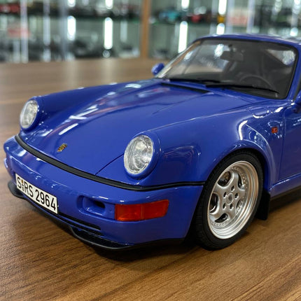 GT Spirit Porsche 911 (964) Carrera RS 3.8 1992 Blue 1/18 Resin Model - detailed die-cast style model