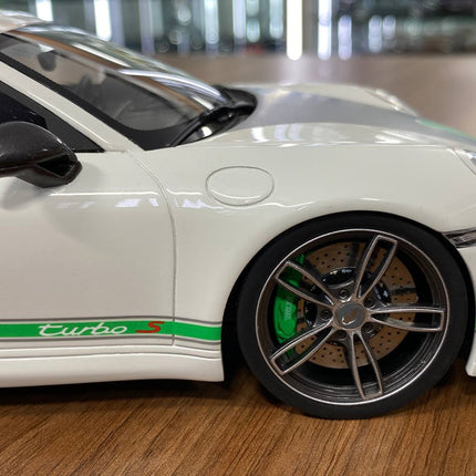 GT Spirit 1/18 Resin Porsche 911 Turbo S Modified by TechArt White/Green Stripe Limited 300 pcs - scale model for display