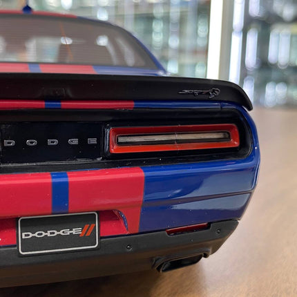 GT Spirit 1/18 Dodge Challenger SRT Super Stock 2021 Blue/Red Stripes Resin Model - scale model for display