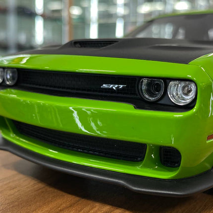 Dodge Challenger SRT Hellcat 2017 1:18 Green Matte Black Diecast Model Car | GT Spirit - detailed die-cast style model