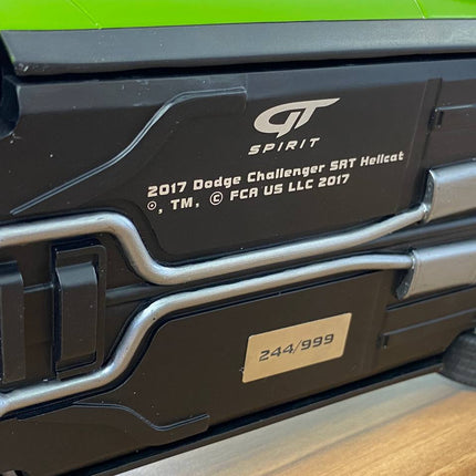 Dodge Challenger SRT Hellcat 2017 1:18 Green Matte Black Diecast Model Car | GT Spirit - showroom-quality model replica