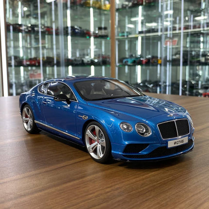 GT Spirit 1:18 Bentley Continental GT V8 S 2015 Blue Resin Model Limited Edition - detailed collector display model