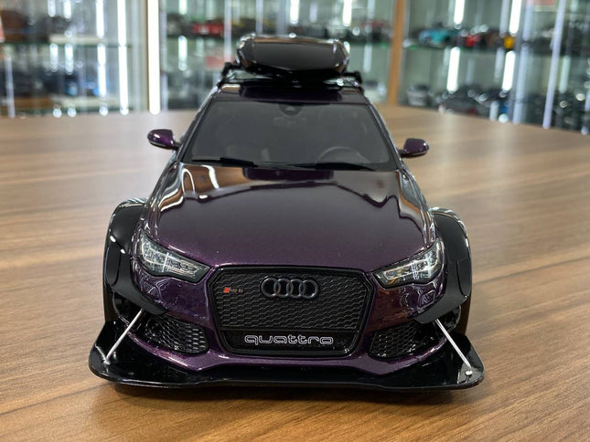 GT Spirit Audi RS 6 Avant C7 Widebody 1/18 Dark Purple Resin Model - studio product photo of the scale model