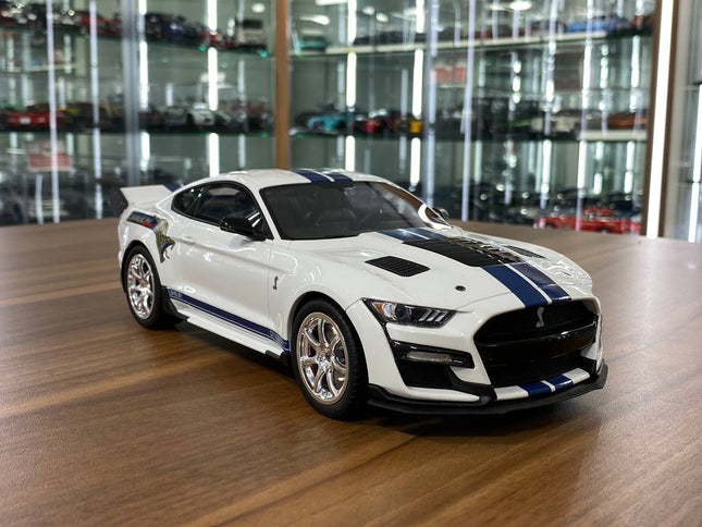 GT Spirit Ford Mustang Shelby GT500 Dragon Snake 2020 1/18 Resin White/Blue Stripes - detailed collector display model