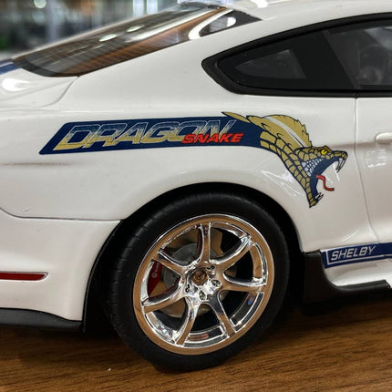 GT Spirit Ford Mustang Shelby GT500 Dragon Snake 2020 1/18 Resin White/Blue Stripes - scale model for display