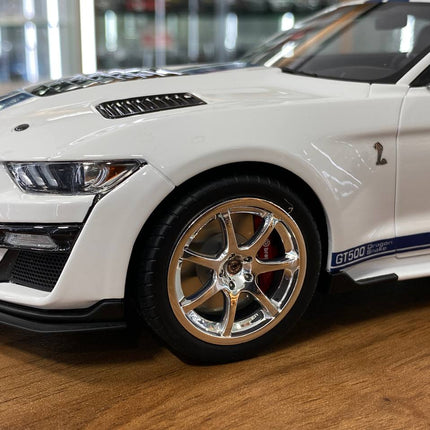 GT Spirit Ford Mustang Shelby GT500 Dragon Snake 2020 1/18 Resin White/Blue Stripes - detailed die-cast style model