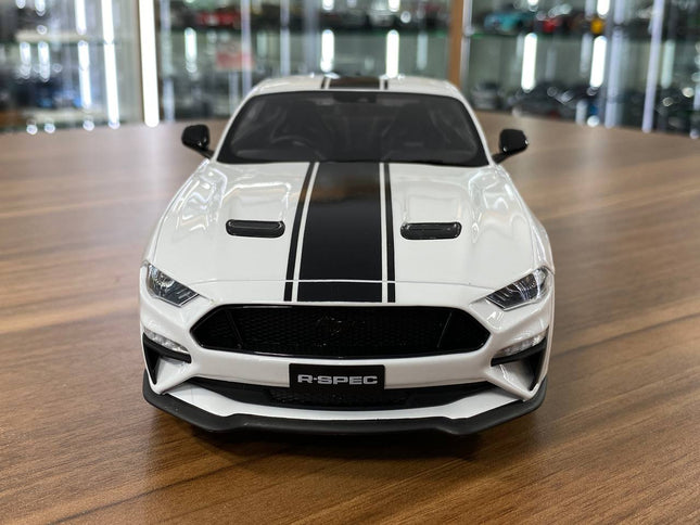 1/18 Resin GT Spirit Ford Mustang R-Spec 2021 White/Black Stripes Limited 111 - studio product photo of the scale model