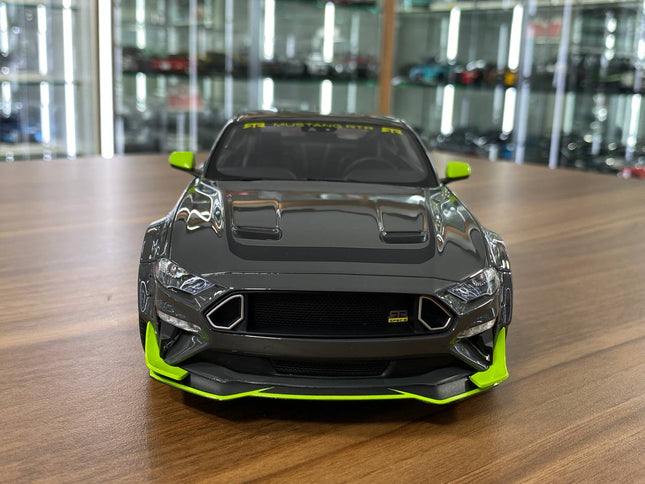 GT Spirit Ford Mustang RTR Spec-5 10th Anniversary 2021 1/18 Resin Model Grey/Green - studio product photo of the scale model