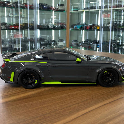 GT Spirit Ford Mustang RTR Spec-5 10th Anniversary 2021 1/18 Resin Model Grey/Green - collectible scale model car