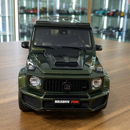 GT Spirit Mercedes-Benz G 63 BRABUS 700 Widestar 1/18 Resin Model Olive Green - studio product photo of the scale model