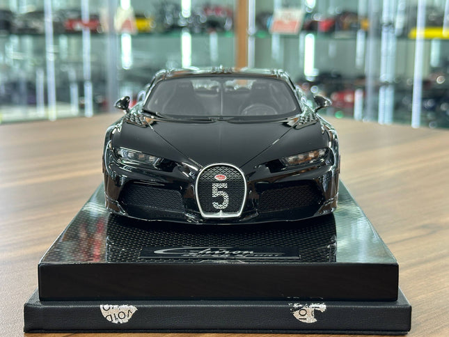 MR Collection Bugatti Chiron Super Sport 1:18 Nocturne Black Resin Model - studio product photo of the scale model