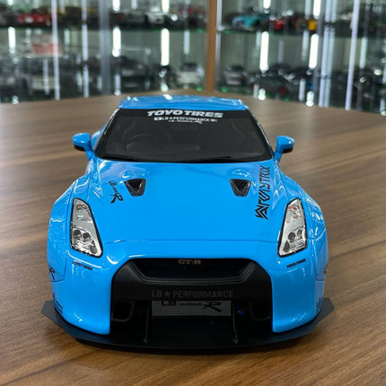 GT Spirit Nissan GT-R R35 Library Walk 1:18 Baby Blue Resin Model Car Limited Edition - studio product photo of the scale mod