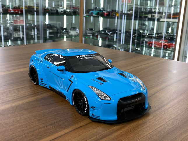 GT Spirit Nissan GT-R R35 Library Walk 1:18 Baby Blue Resin Model Car Limited Edition - detailed collector display model