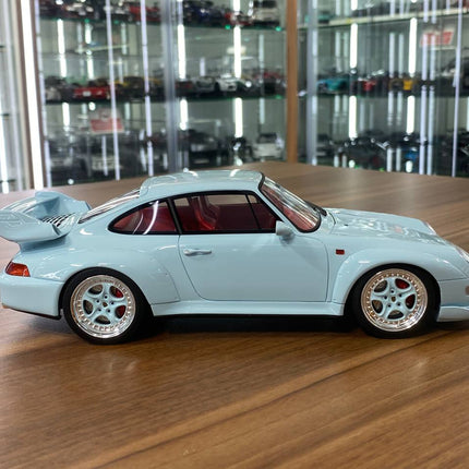 GT Spirit Porsche 911 993 GT 1996 1:18 Light Blue Resin Model - collectible scale model car