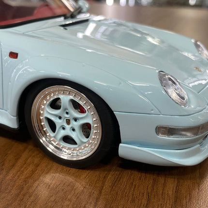 GT Spirit Porsche 911 993 GT 1996 1:18 Light Blue Resin Model - scale model for display