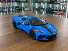 GT Spirit 1:18 Chevrolet Corvette C8 2020 Resin Diecast Model Blue/Black Stripes Limited 999 Pcs - detailed collector display