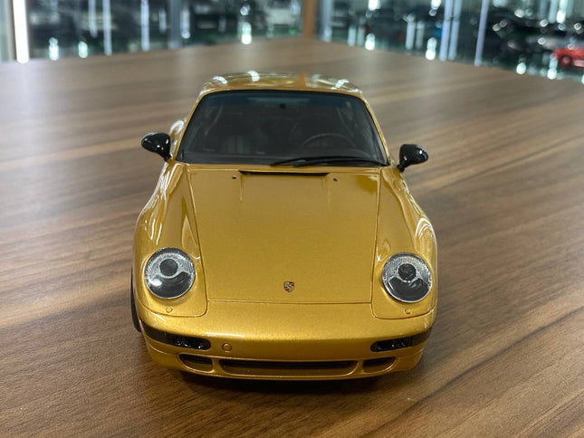 GT Spirit 1:18 Porsche 911 (993) Turbo S 2018 Project Gold Resin Model - studio product photo of the scale model