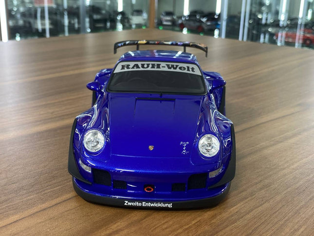 1/18 Resin GT Spirit Porsche 911 (993) RWB Tsubaki 2019 Blue Limited 1400 Pcs - studio product photo of the scale model