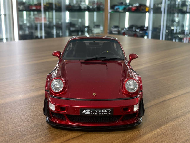 GT Spirit Porsche 911 964 Prior Design Widebody 1:18 Resin Model Car Red Metallic - studio product photo of the scale model